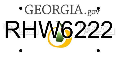 RHW6222 Georgia License Plate