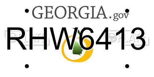 RHW6413 Georgia License Plate