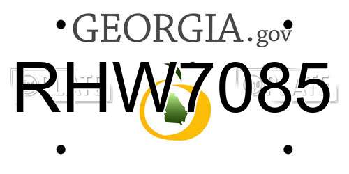 RHW7085 Georgia License Plate