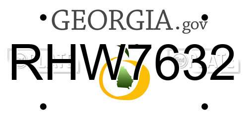 RHW7632 Georgia License Plate
