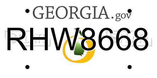 RHW8668 Georgia License Plate
