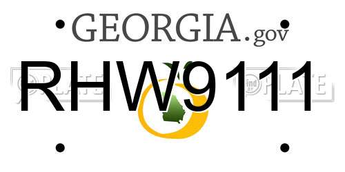 RHW9111 Georgia License Plate
