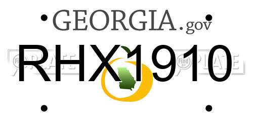 RHX1910 Georgia License Plate