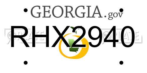 RHX2940 Georgia License Plate