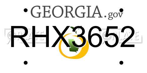 RHX3652 Georgia License Plate