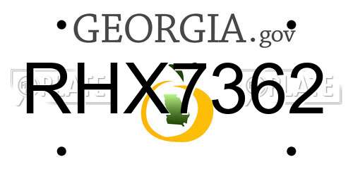 RHX7362 Georgia License Plate