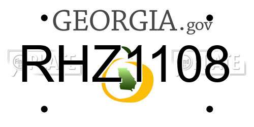RHZ1108 Georgia License Plate