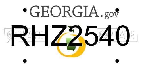 RHZ2540 Georgia License Plate