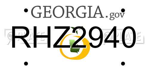 RHZ2940 Georgia License Plate