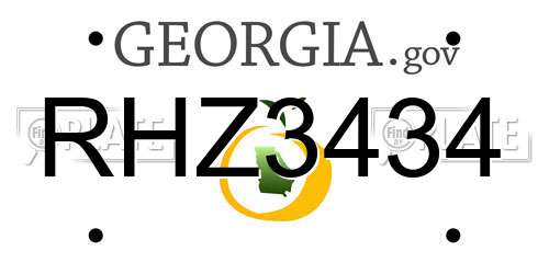 RHZ3434 Georgia License Plate