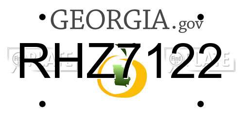 RHZ7122 Georgia License Plate