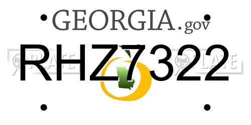 RHZ7322 Georgia License Plate