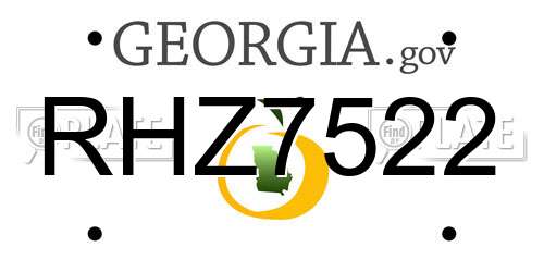 RHZ7522 Georgia License Plate