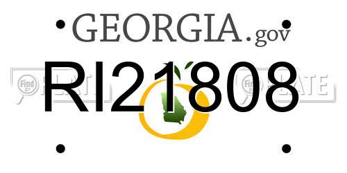 RI21808 Georgia License Plate
