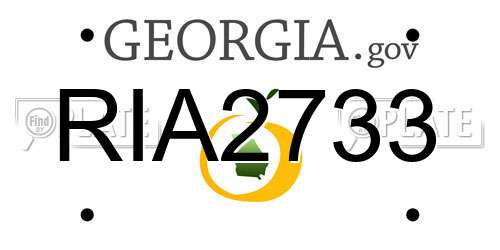 RIA2733 Georgia License Plate