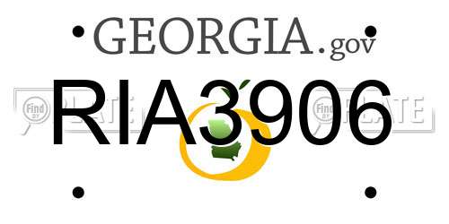 RIA3906 Georgia License Plate