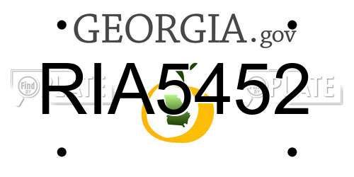 RIA5452 Georgia License Plate