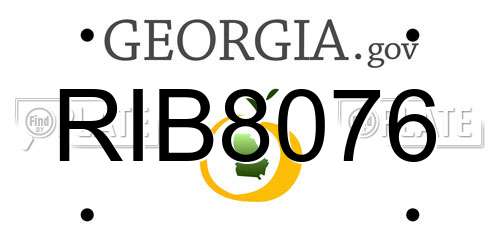 RIB8076 Georgia License Plate