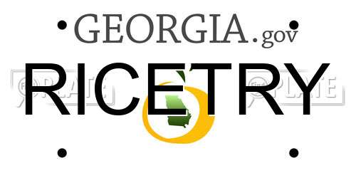 RICETRY Georgia License Plate