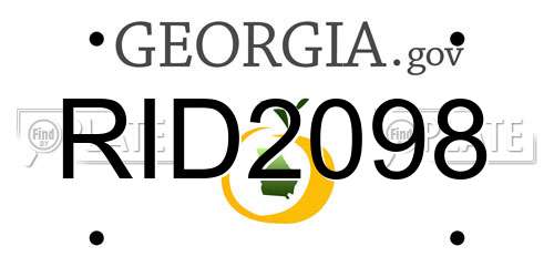 RID2098 Georgia License Plate