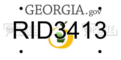 RID3413 Georgia License Plate