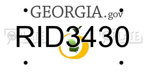 RID3430 Georgia License Plate