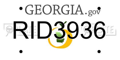 RID3936 Georgia License Plate