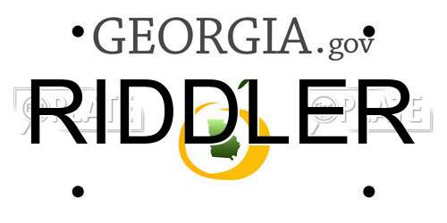 RIDDLER Georgia License Plate