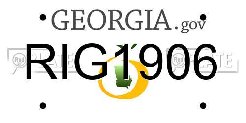 RIG1906 Georgia License Plate