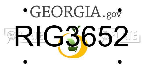 RIG3652 Georgia License Plate