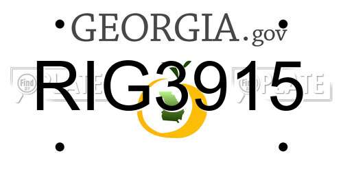 RIG3915 Georgia License Plate