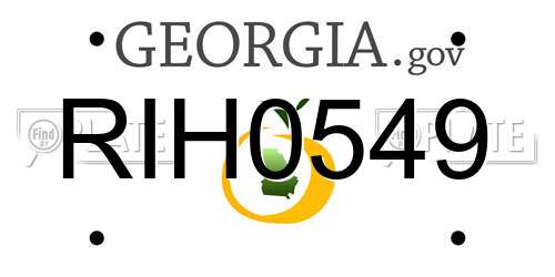 RIH0549 Georgia License Plate