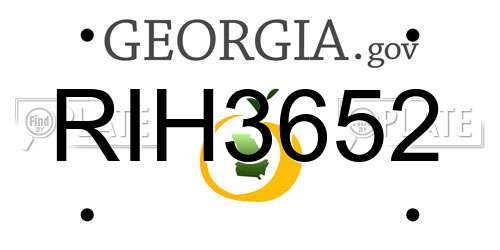 RIH3652 Georgia License Plate