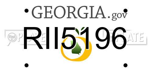 RII5196 Georgia License Plate