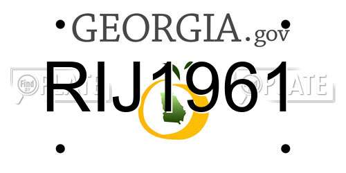 RIJ1961 Georgia License Plate