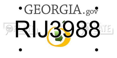 RIJ3988 Georgia License Plate