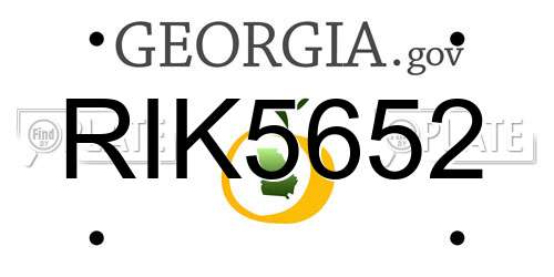 RIK5652 Georgia License Plate