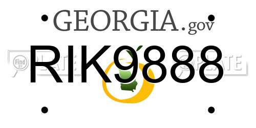 RIK9888 Georgia License Plate