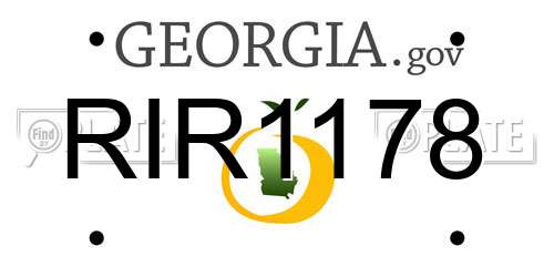 RIR1178 Georgia License Plate