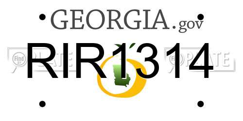 RIR1314 Georgia License Plate