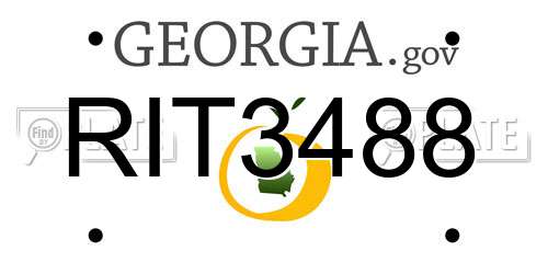 RIT3488 Georgia License Plate