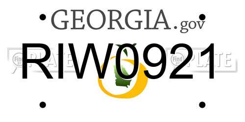 RIW0921 Georgia License Plate