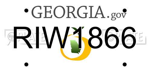 RIW1866 Georgia License Plate