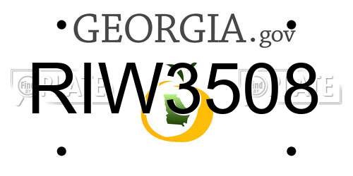 RIW3508 Georgia License Plate