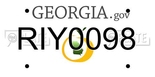 RIY0098 Georgia License Plate