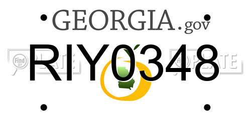 RIY0348 Georgia License Plate