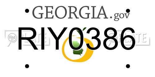 RIY0386 Georgia License Plate