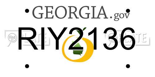 RIY2136 Georgia License Plate