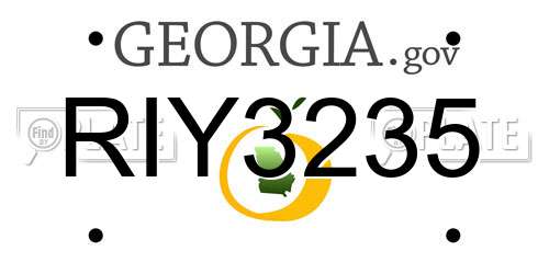 RIY3235 Georgia License Plate