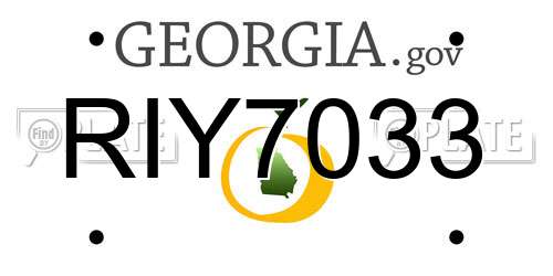 RIY7033 Georgia License Plate